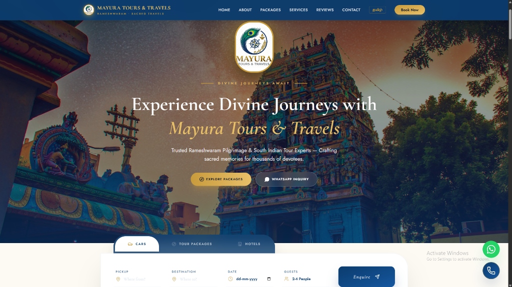 Mayura Tours & Travels Website
